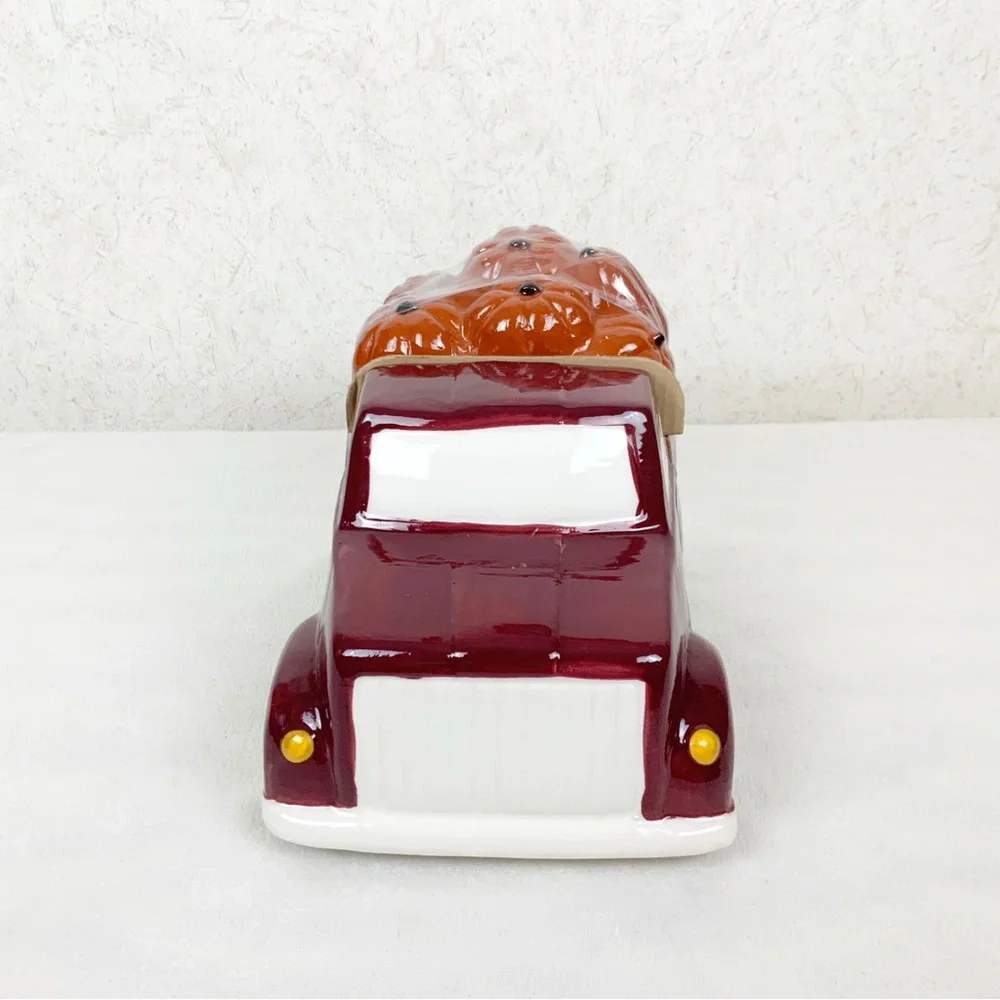 Fall Red Truck Cookie Jar Ceramic Retro Style Harvest Thanksgiving Farmhouse